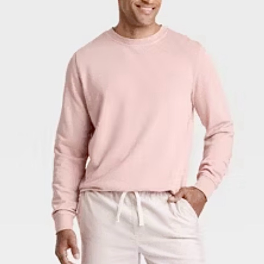 Unisex pale pink pullover sweatshirt size Men’s Medium NWT Goodfellow & Co.